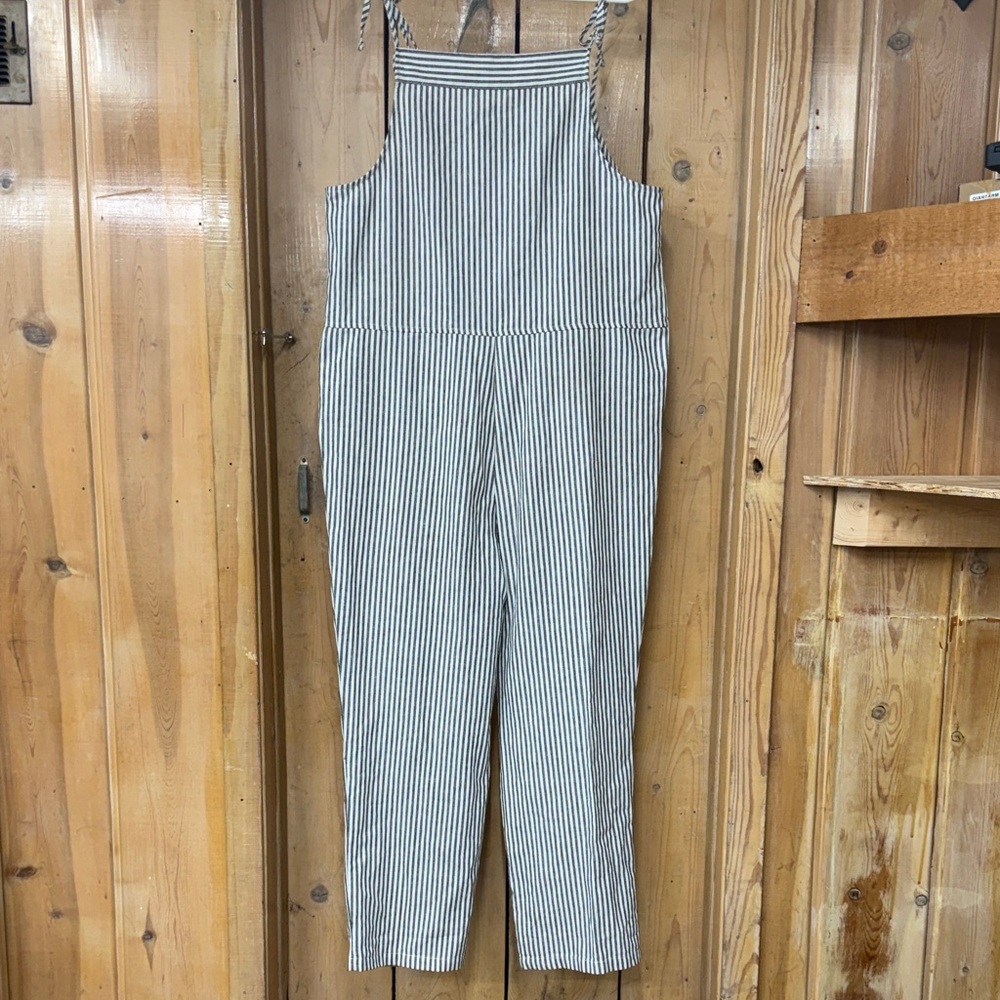 Striped Jumpsuit with Tie Straps